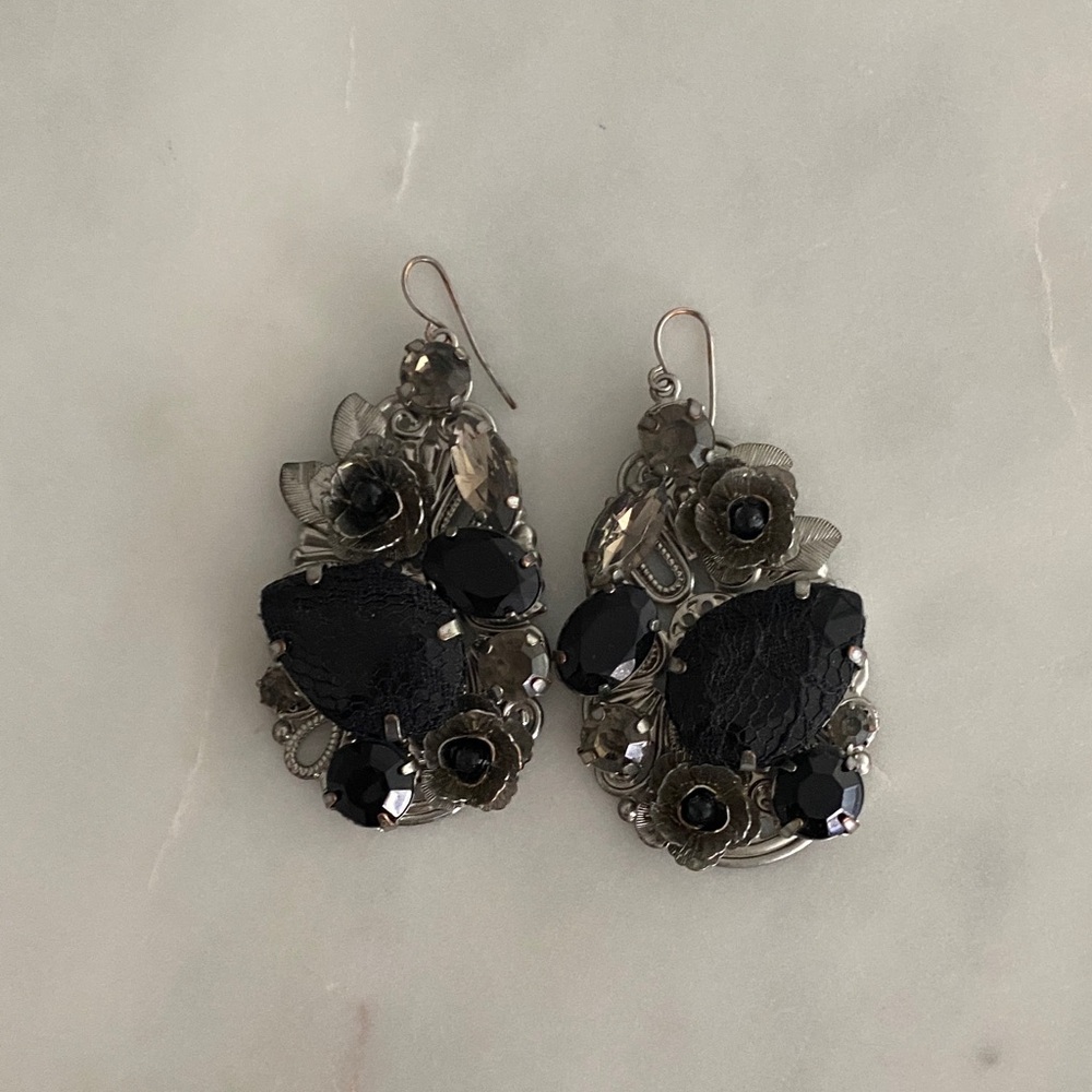 Elegant Black and Silver Earrings